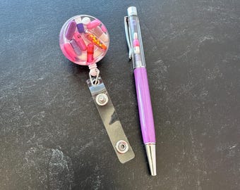 The Perfect Gift Badge Reel & Pen Set - Pink/Purple