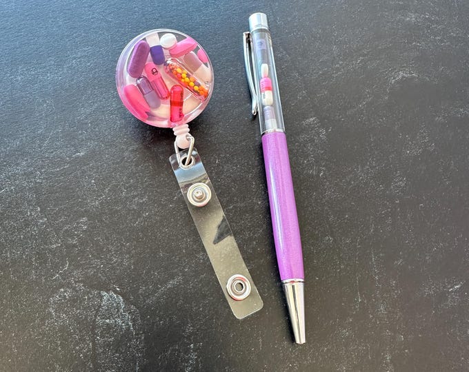The Perfect Gift Badge Reel & Pen Set - Pink/Purple