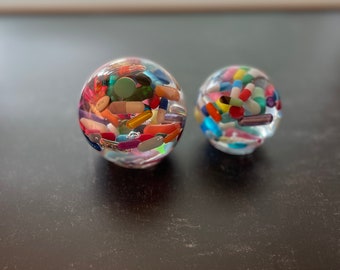 Rainbow Pill Paperweight Sphere - Small or Large