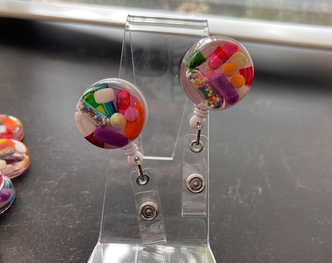 Smaller Colorful Chill Pill Badge Reel (Single)