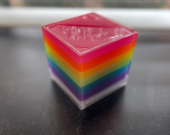 Rainbow Resin Paperweight Cube - 3", 4", 5", or 6"