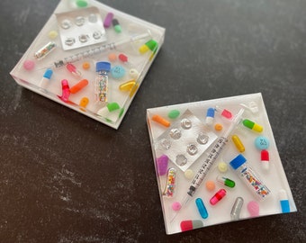 Deluxe Square Chill Pill Coaster with White Background (Single)