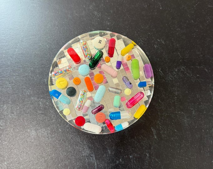 One & Done Chill Pill Coaster with Mirrored Background (Single) - Ready to Ship