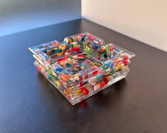 Large Square Chill Pill Cigar Ashtray with Sprinkles