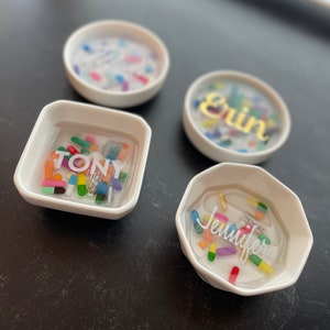 Personalized White Chill Pill Ring Dish