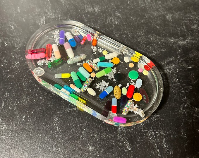 Chill Pill Resin Tray with Silver Flakes