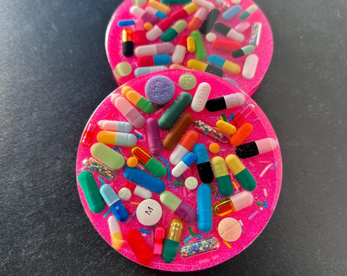 Pink Chill Pill Coaster with Sprinkles (Single)