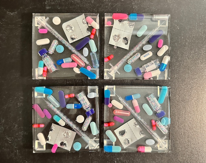 Deluxe Pastel Square Chill Pill Coaster (Single)