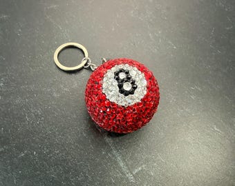 One & Done - RED ONLY - Mini Glitzy Magic Eight Ball - Keychain