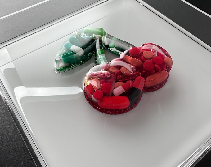 7.5"x7.5" Chill Pill Resin Art - Cherries
