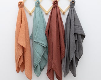 Organic Muslin Swaddle Blanket: Bamboo Cotton Earth Tone Set