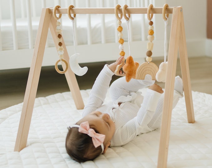 Wooden Play Gym for Baby Baby Activity Gym for Girl or Boy With 6 Toys