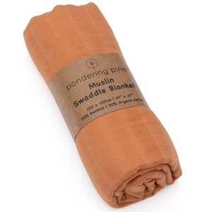 Organic Muslin Swaddle Blanket - Organic Cotton and Bamboo, Solid Muslin Swaddle Blanket, Earth Tone Collection