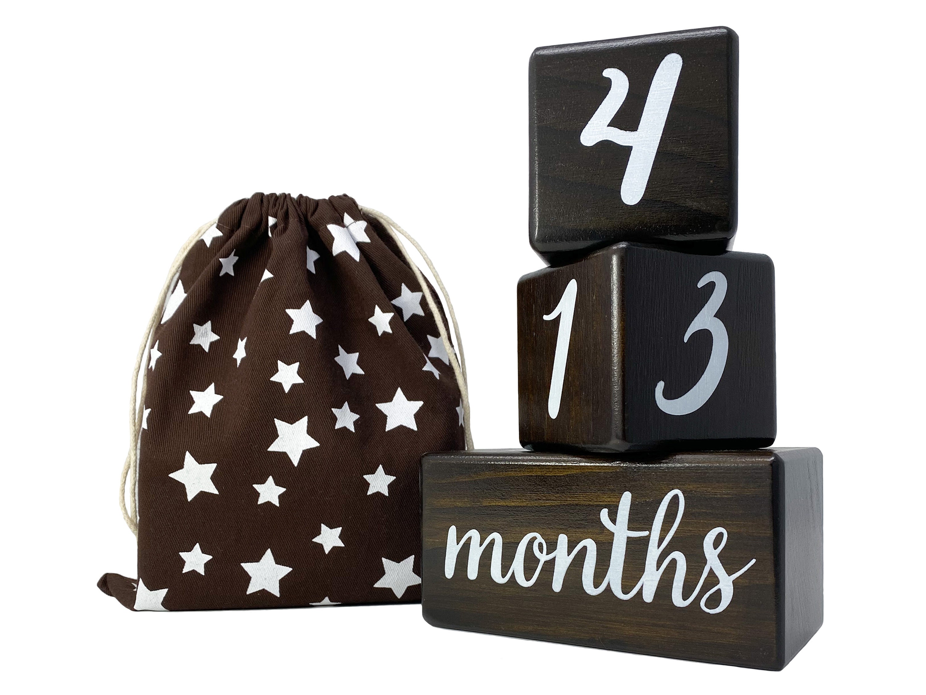 Natural Baby Milestone Blocks for Boy or Girl Dark Brown Etsy