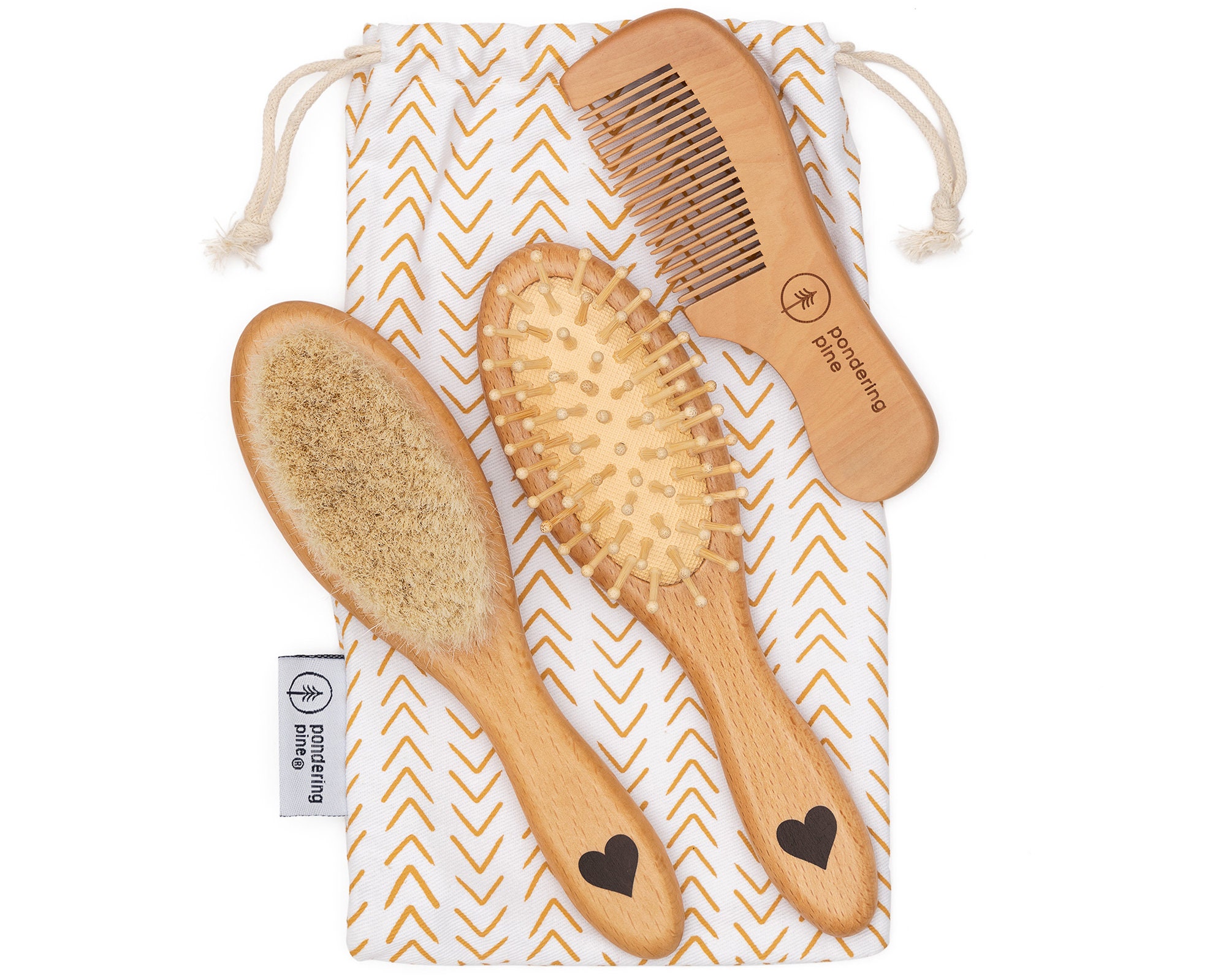 Natural Wooden Baby Brush Set Baby Brushes with Hearts & Etsy