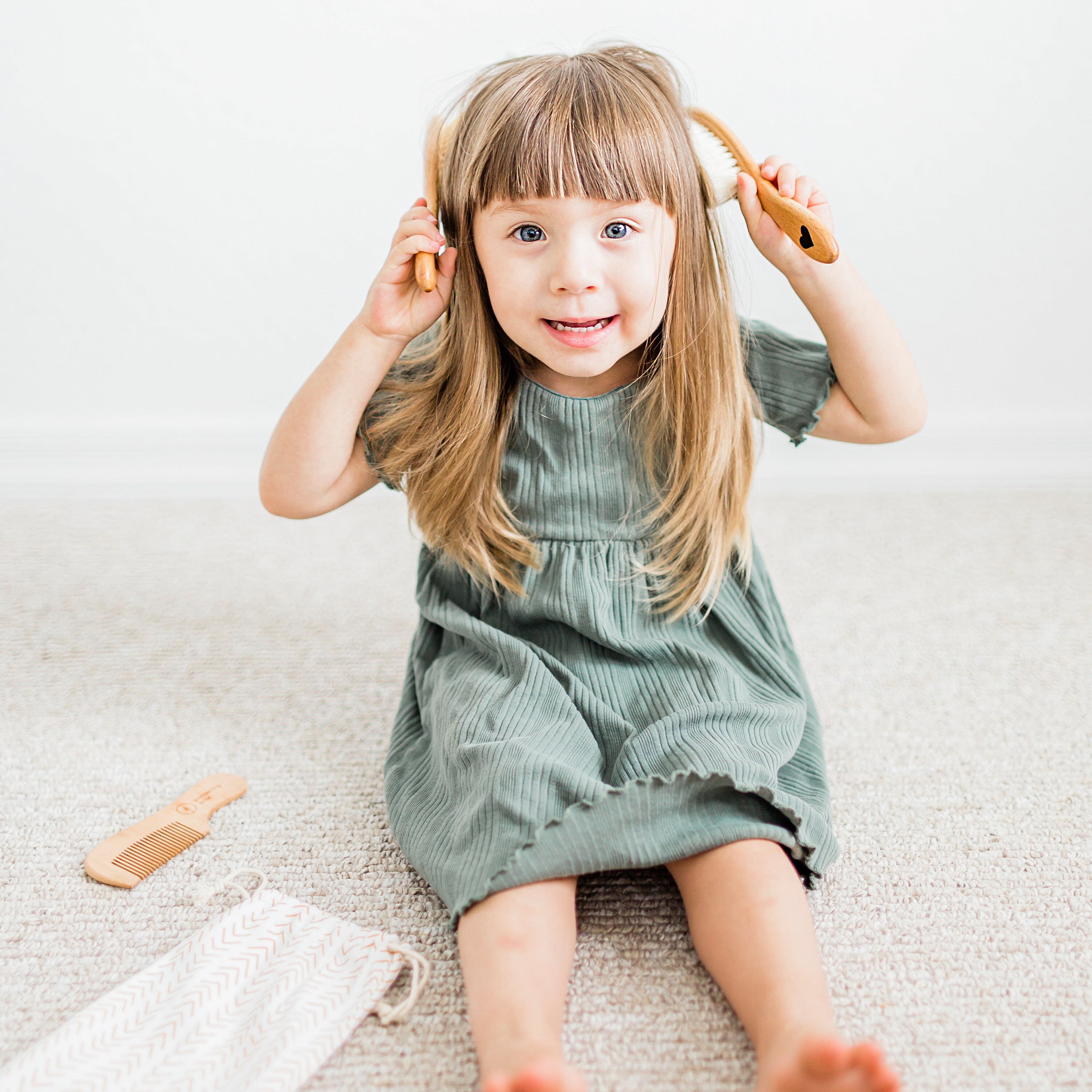 Natural Wooden Baby Brush Set Baby Brushes with Hearts & Etsy