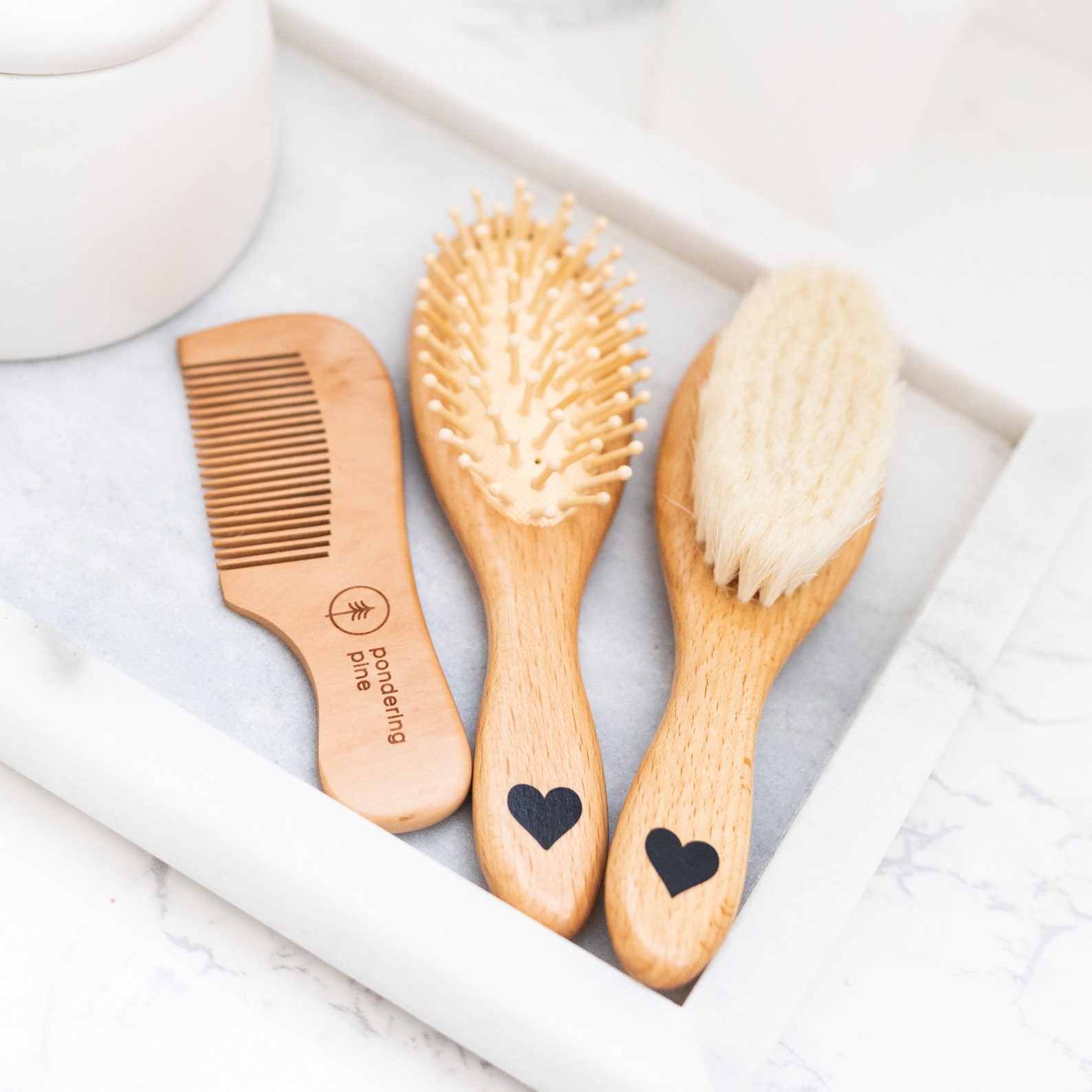 Natural Wooden Baby Brush Set Baby Brushes With Hearts & Etsy