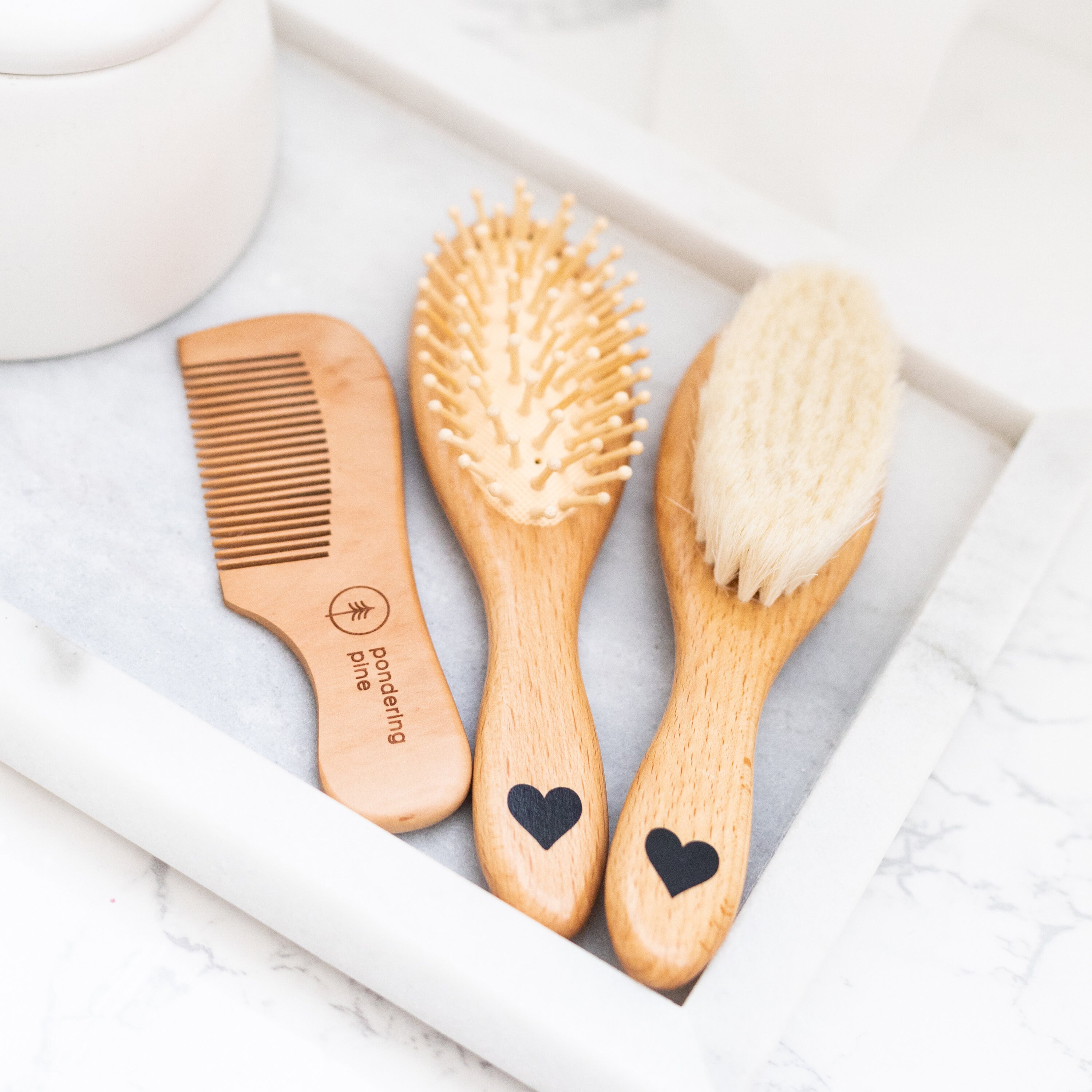 Natural Wooden Baby Brush Set Baby Brushes with Hearts & Etsy