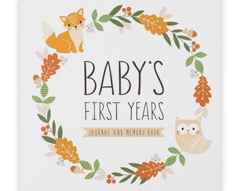 Modern Baby Memory Book Journal for Boys or Girls - First 5 Years Gender Neutral Milestones Keepsake Baby Album, Scrapbook Photos, Hardcover