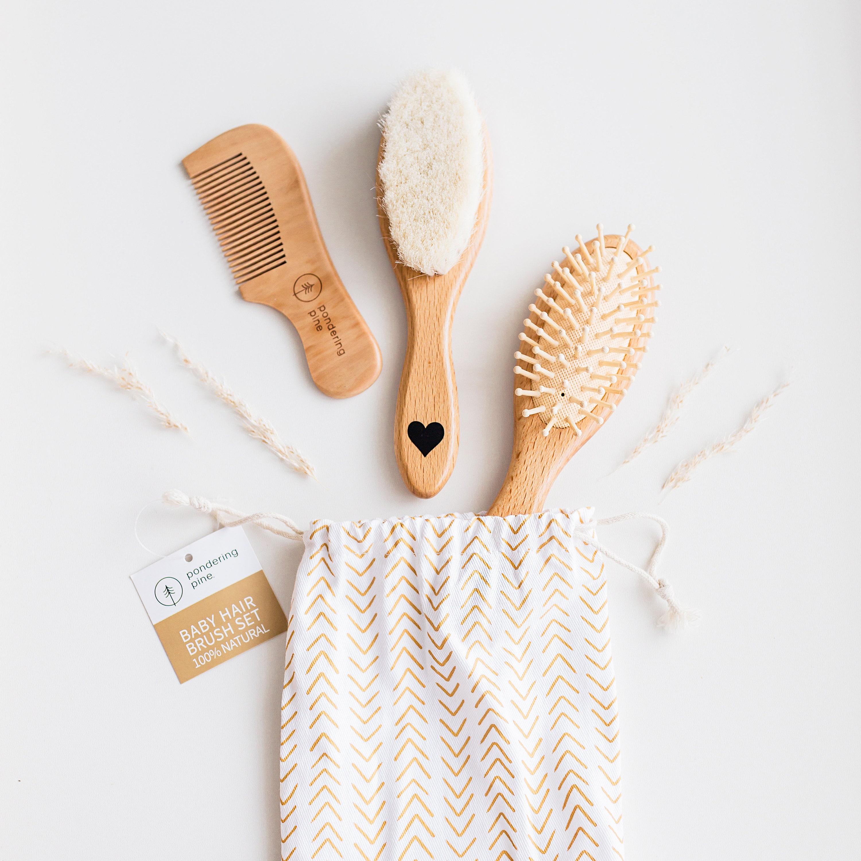 Natural Wooden Baby Brush Set Baby Brushes with Hearts & Etsy