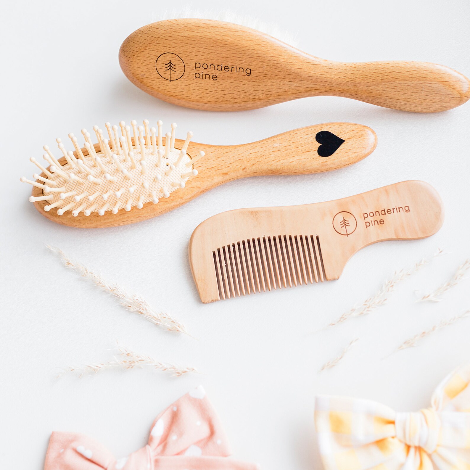 Natural Wooden Baby Brush Set Baby Brushes With Hearts & Etsy