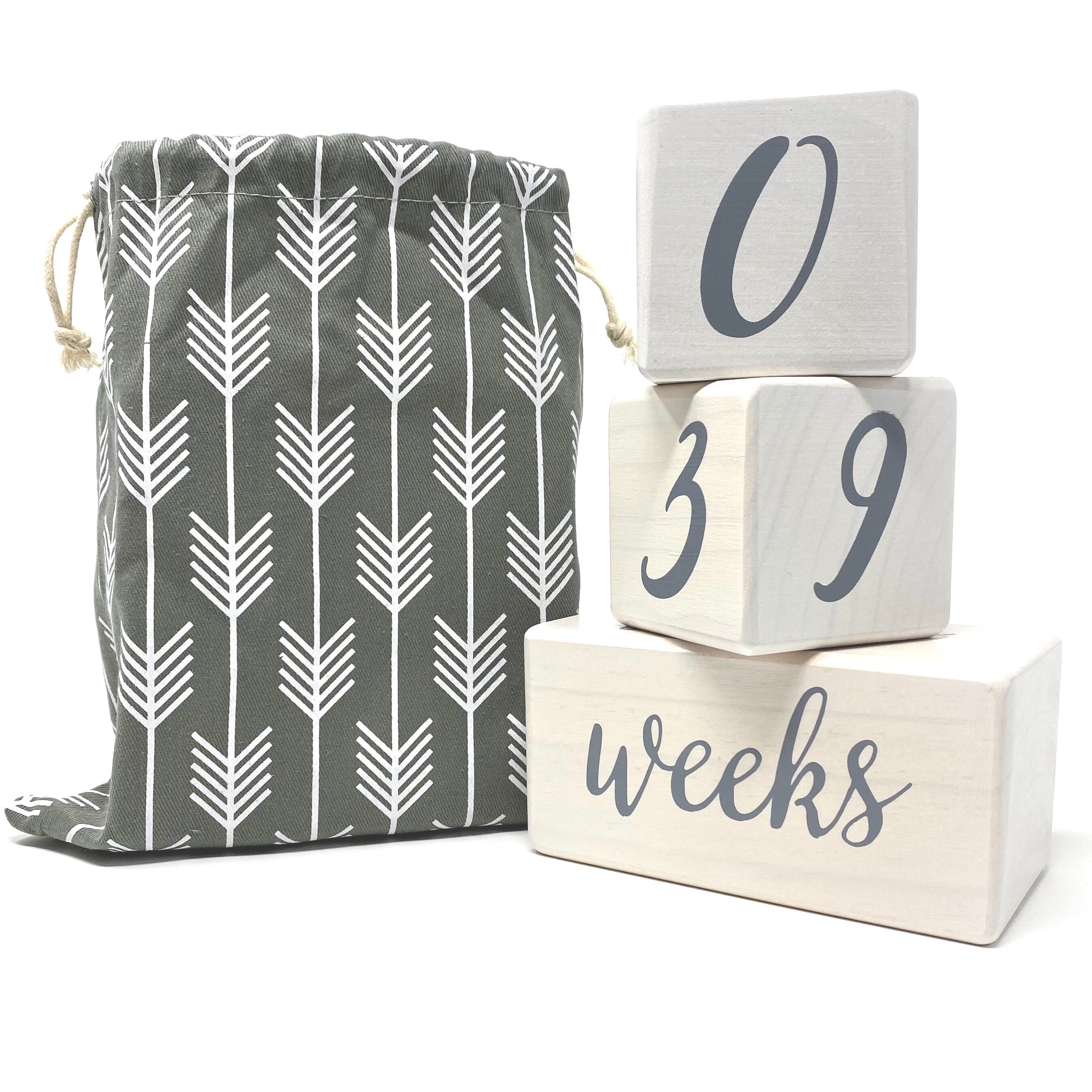 thumbnail image 2 of White Baby Monthly Milestone Blocks With Bag. Baby Age Blocks 2 of 10