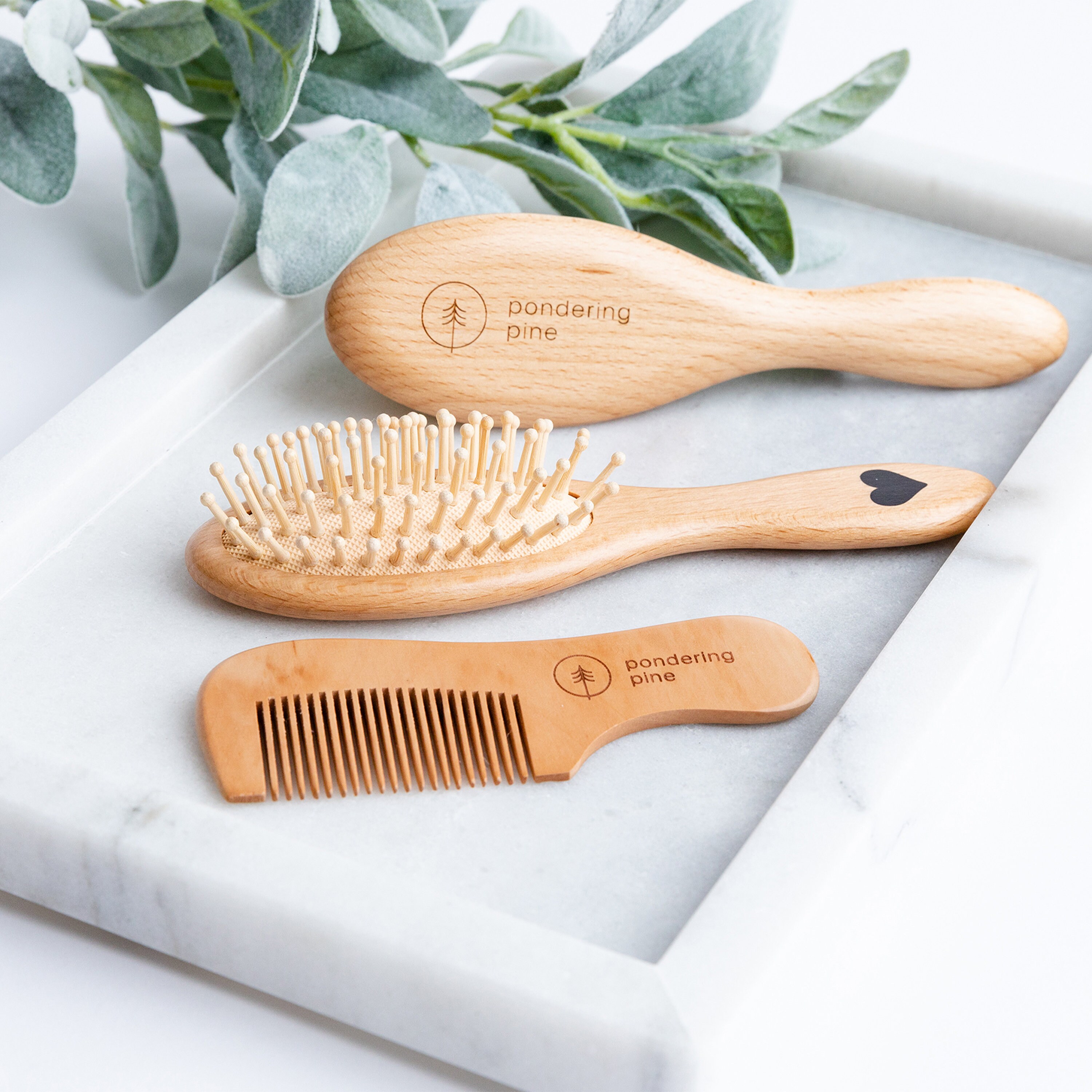 Natural Wooden Baby Brush Set Baby Brushes with Hearts & Etsy