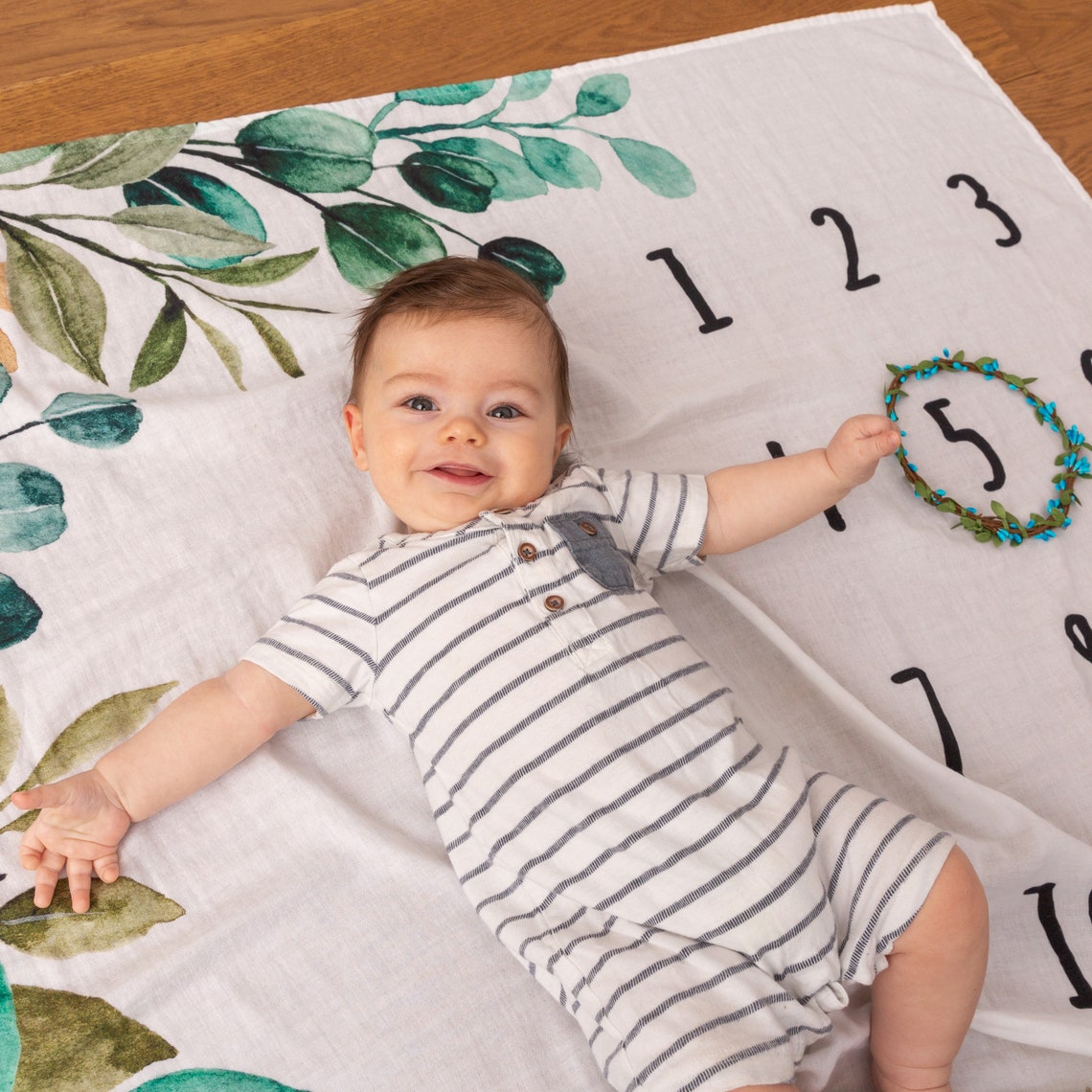 Organic Baby Monthly Milestone Blanket Leaf Green Leaves Etsy