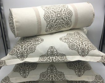 Cream Square Flower Pattern Pillow Covers