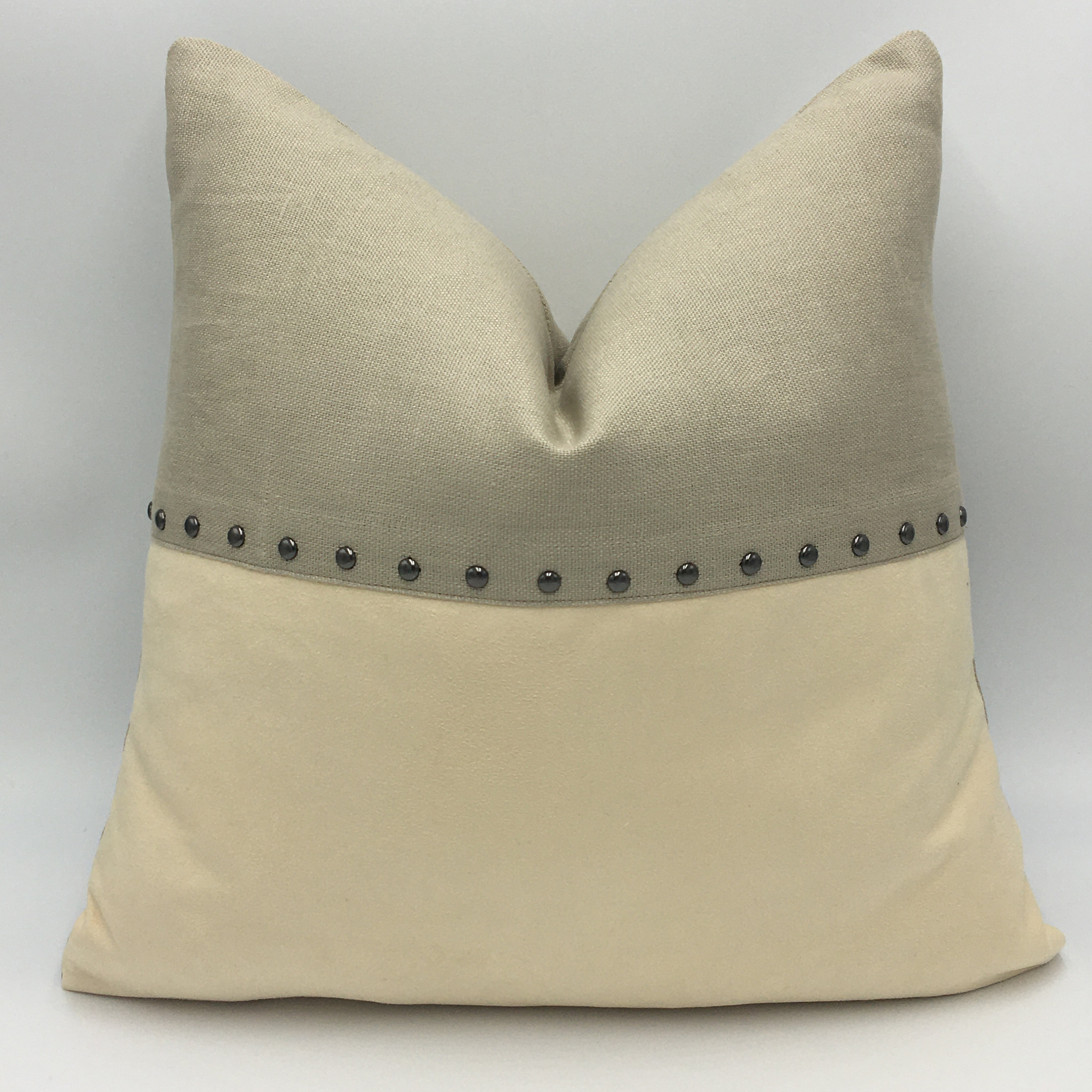 19x19 Gray and Beige Beaded Linen Pillow Covers Etsy UK