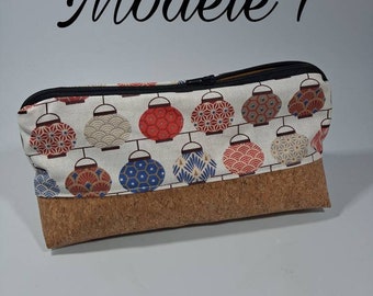 Pochette en simili cuir, coton, coton paillettes doublée ou tissu ananas