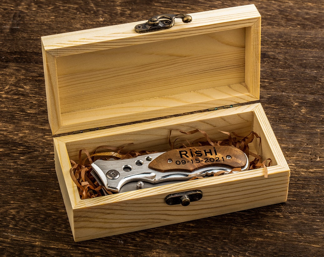 Personalized Engraved Pocket Knife with Gift Box Gift for Etsy