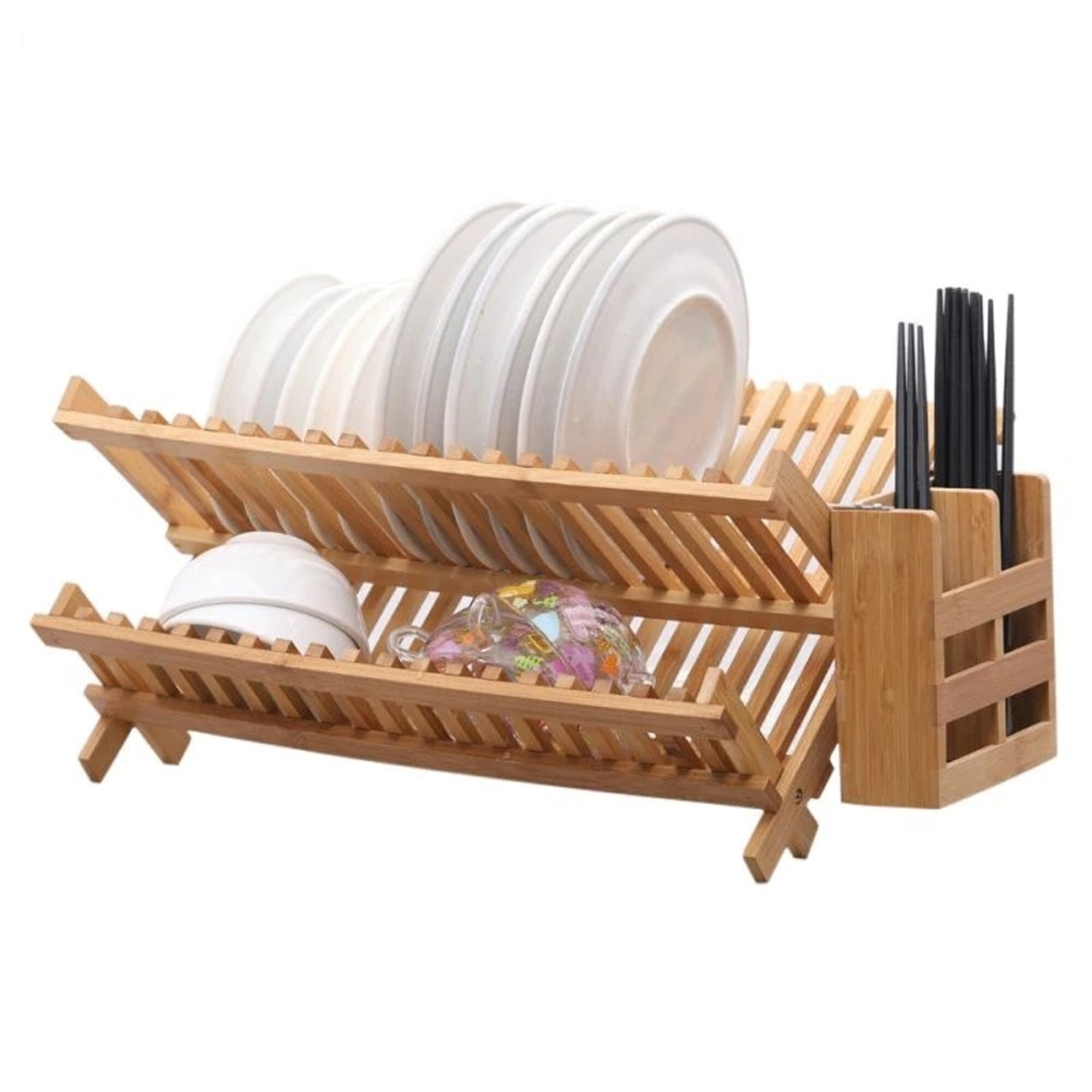 Bamboo Dish Rack Tray Rack Foldable Compact Dish Drying Rack Etsy