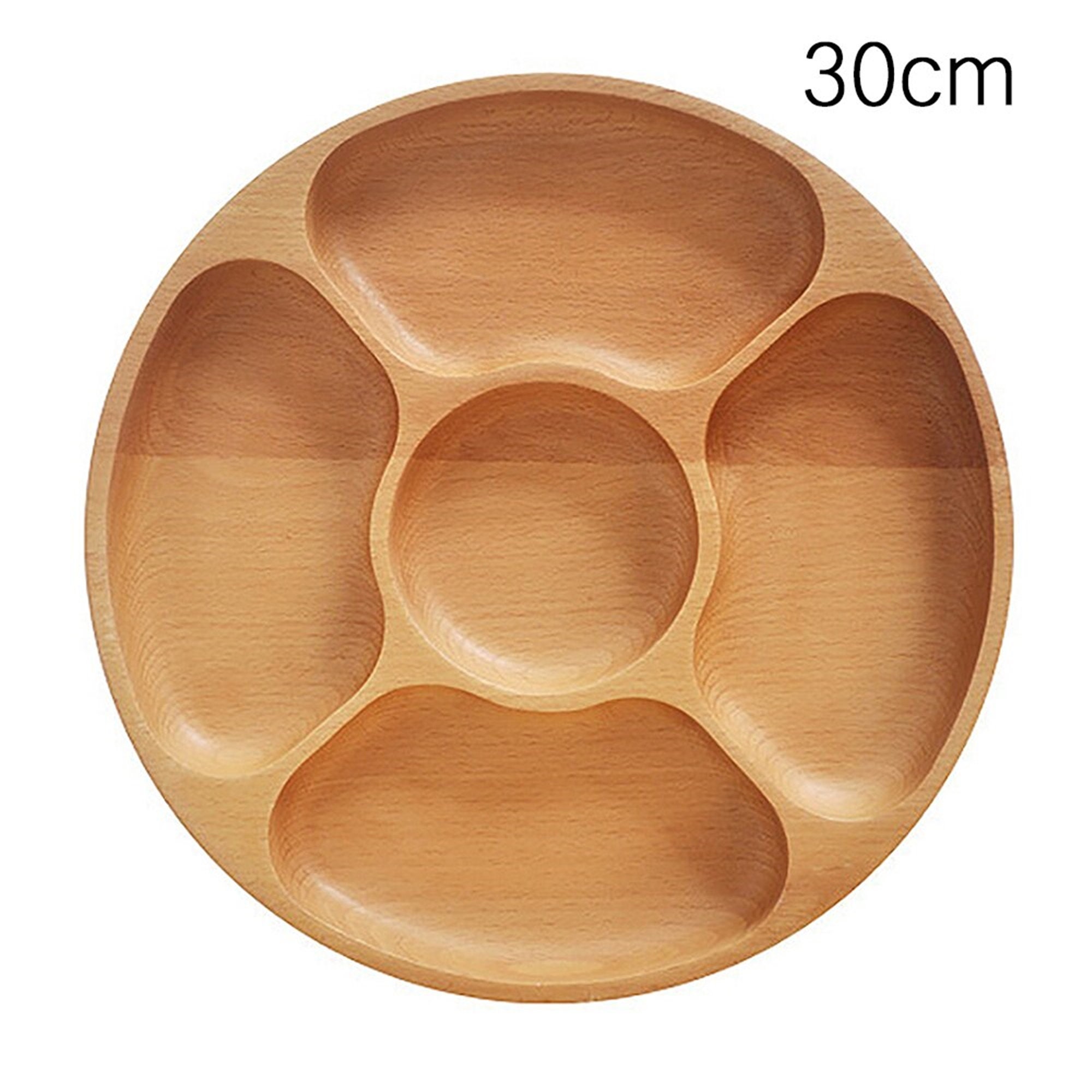 Round Divided Snack Tray Wood Appetizers Serving Dish Etsy