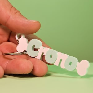 Personalized Keychain 3D BONE Eco - Dog Name Tag - Name Writing - Unique Gifts - Pastel Multicolor (Light Blue, Pink, Green)