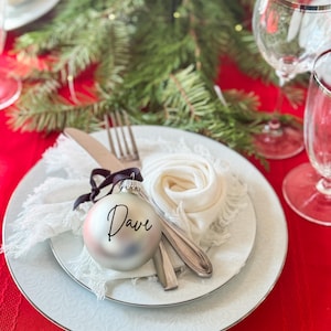 Weihnachtsessen Ornament Tischkarte | Passgenaue Glaskugel Spielerei Ornamente |
