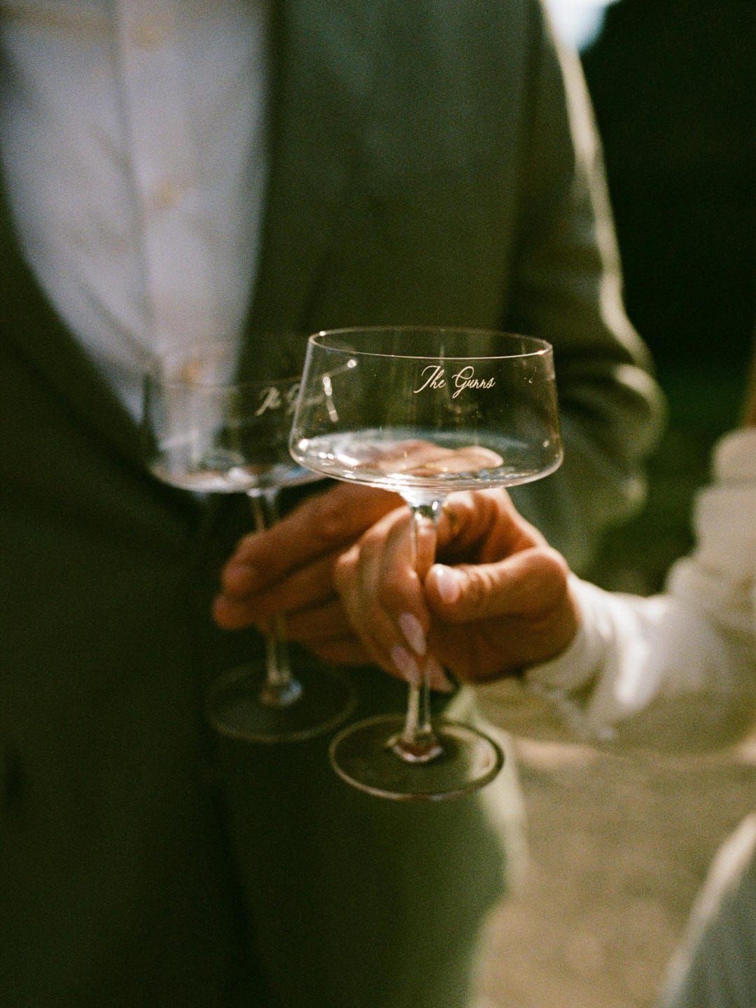Personalized Champagne Coupe Glasses - Set of 2 Engraved Crystal Wedding Gifts