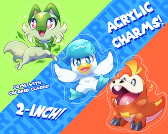 Palde Starters Sprigatito Quaxly Fuecoco Charms acrílicos