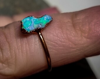 Raw nobbie opal ring from Australia, minimalist style Size 51;  6 US