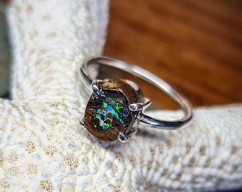 Eleganter Ring mit australischem Boulderopal, 925 Silber, Größe 54 FR, 7 US