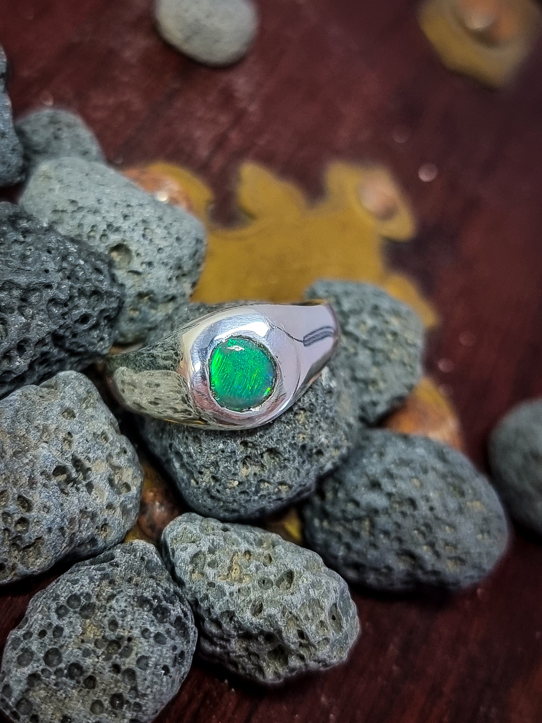 Bague homme avec opale noire d Australie anneau argent 925 homme