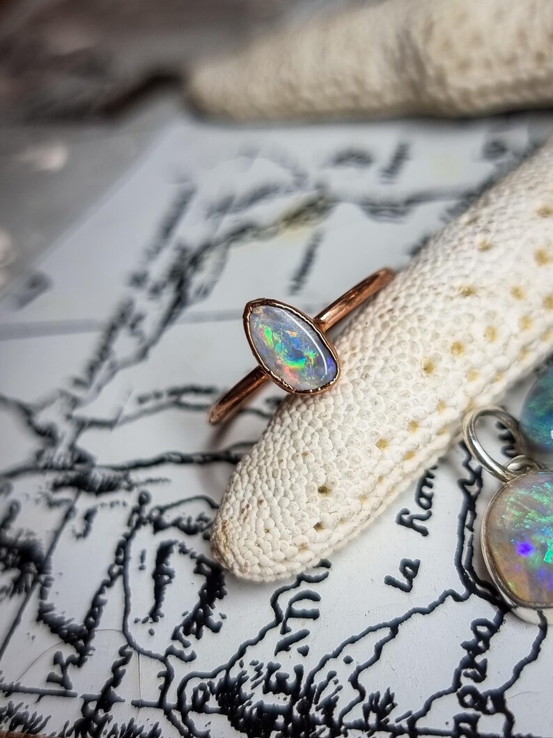 Copper Ring With Australian Opal, Size 55 7.25 US Etsy