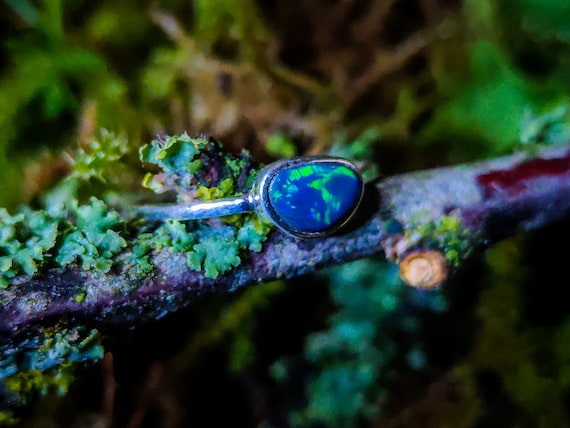 Bague opale noire d Australie argent 925 taille 51 FR 5.75 US