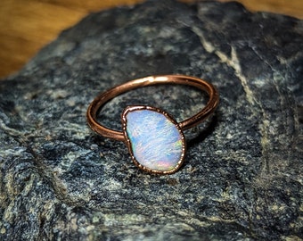 Anillo de ópalo australiano, estilo minimalista en electroformado Tamaño 49;  5 Estados Unidos