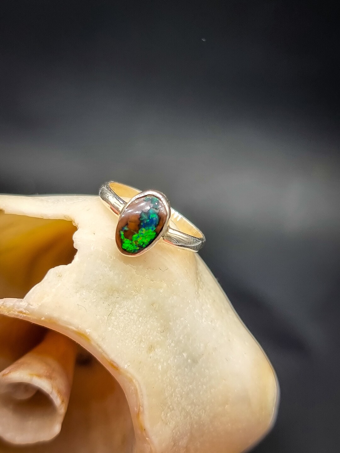 Australian Boulder Opal Ring in 925 Silver, Size 52 FR, US