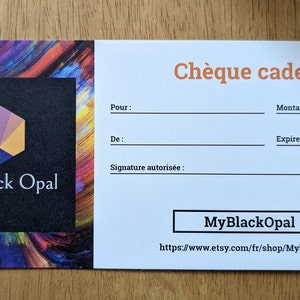 Buono regalo / carta regalo "MyblackOpal" valido su tutto il negozio per un anno !!