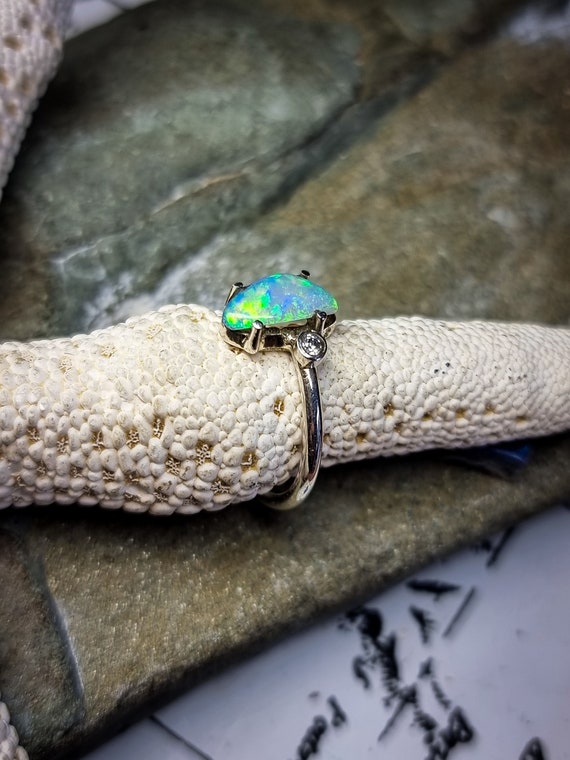 Bague opale cristal d Australie argent 925 taille 50 FR 5.25 US Etsy France