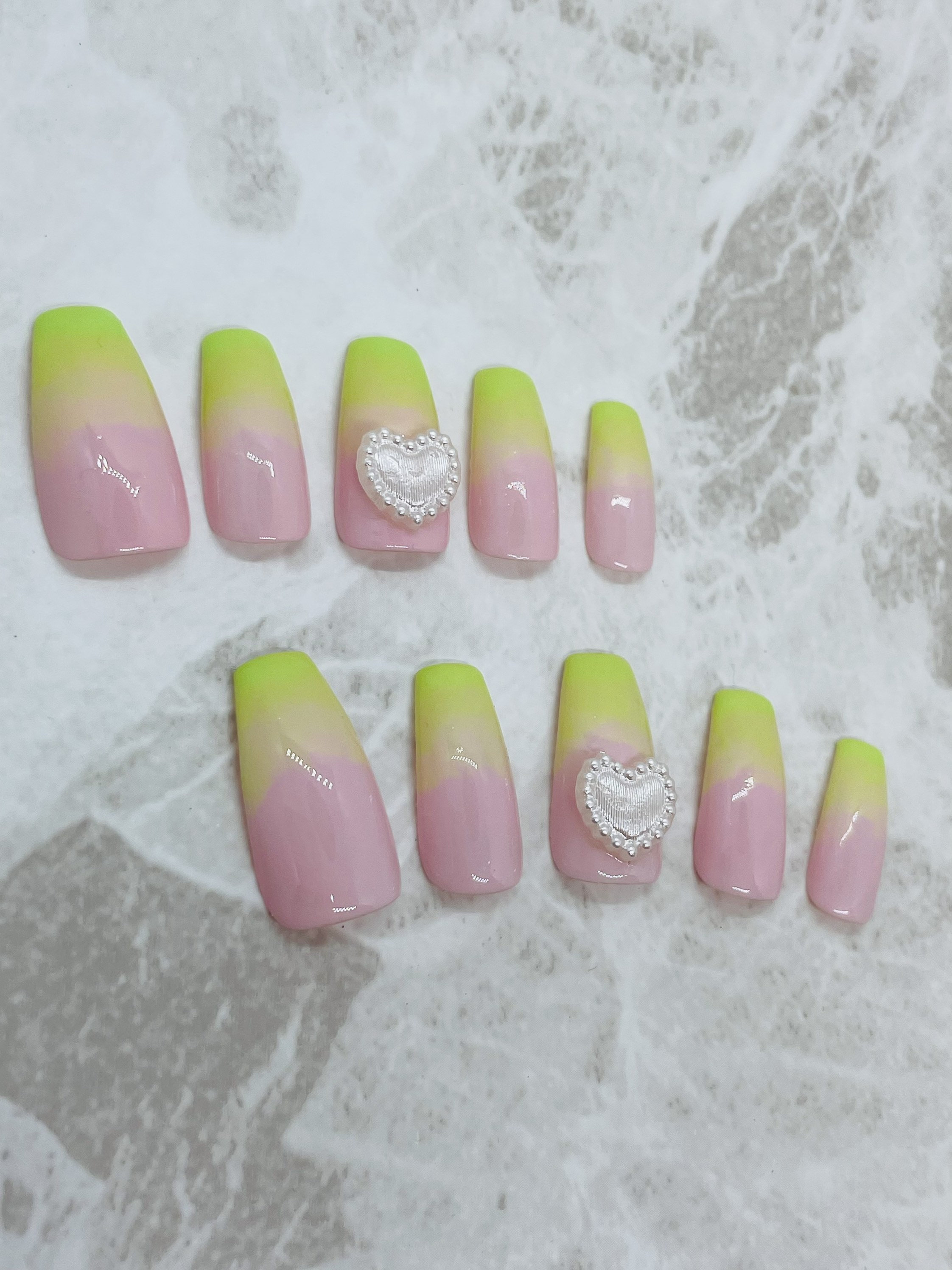 Pink X Green Ombre Press On Nails Anime Inspired Mitsuri Etsy