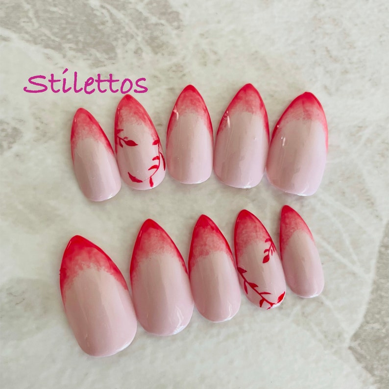 Pink x Red Demon Press on nails 