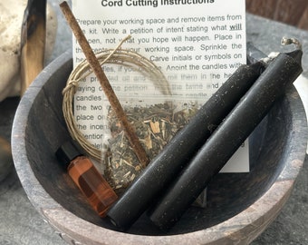 Cord Cutting Mini Spell Kit, spell kit, candle spell, cord cutting, breaking ties spell, toxic behavior remover, breaking habits spell